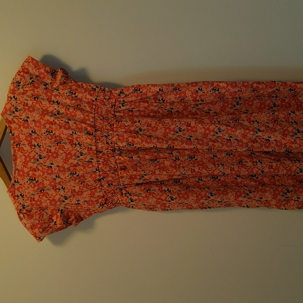 Lands End Girls Size 10 Floral Print 100% Cotton Tagless Neck One Piece Dress - Picture 5 of 7